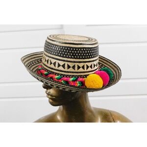 YOSUZI Venezuela Hand Woven Straw with Colorful Band Hat